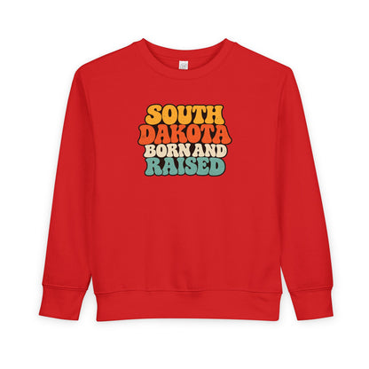 South Dakota Born and Raised Retro 1970s Unisex Toddler Sweatshirt