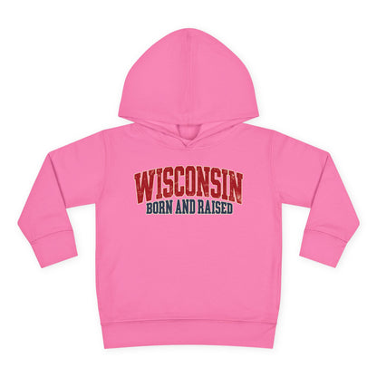 Wisconsin Born and Raised Midwest Heritage Unisex Toddler Pullover Fleece Hoodie