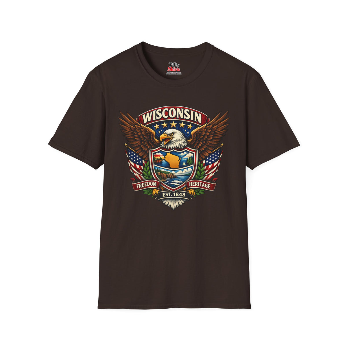 Wisconsin Americana Eagle Unisex Softstyle T Shirt State Pride Graphic Tee Collections FS03