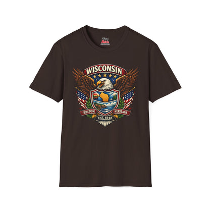 Wisconsin Americana Eagle Unisex Softstyle T Shirt State Pride Graphic Tee Collections FS03