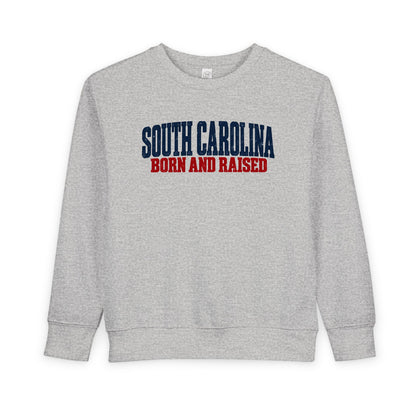 South Carolina Born and Raised Minimal Heritage Unisex Toddler Sweatshirt