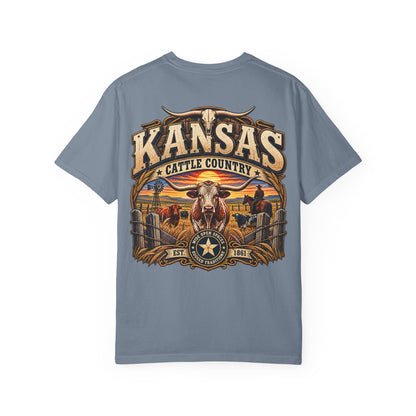 Kansas Cattle Country Unisex Comfort Color 1717 Streetwear Graphic Tee