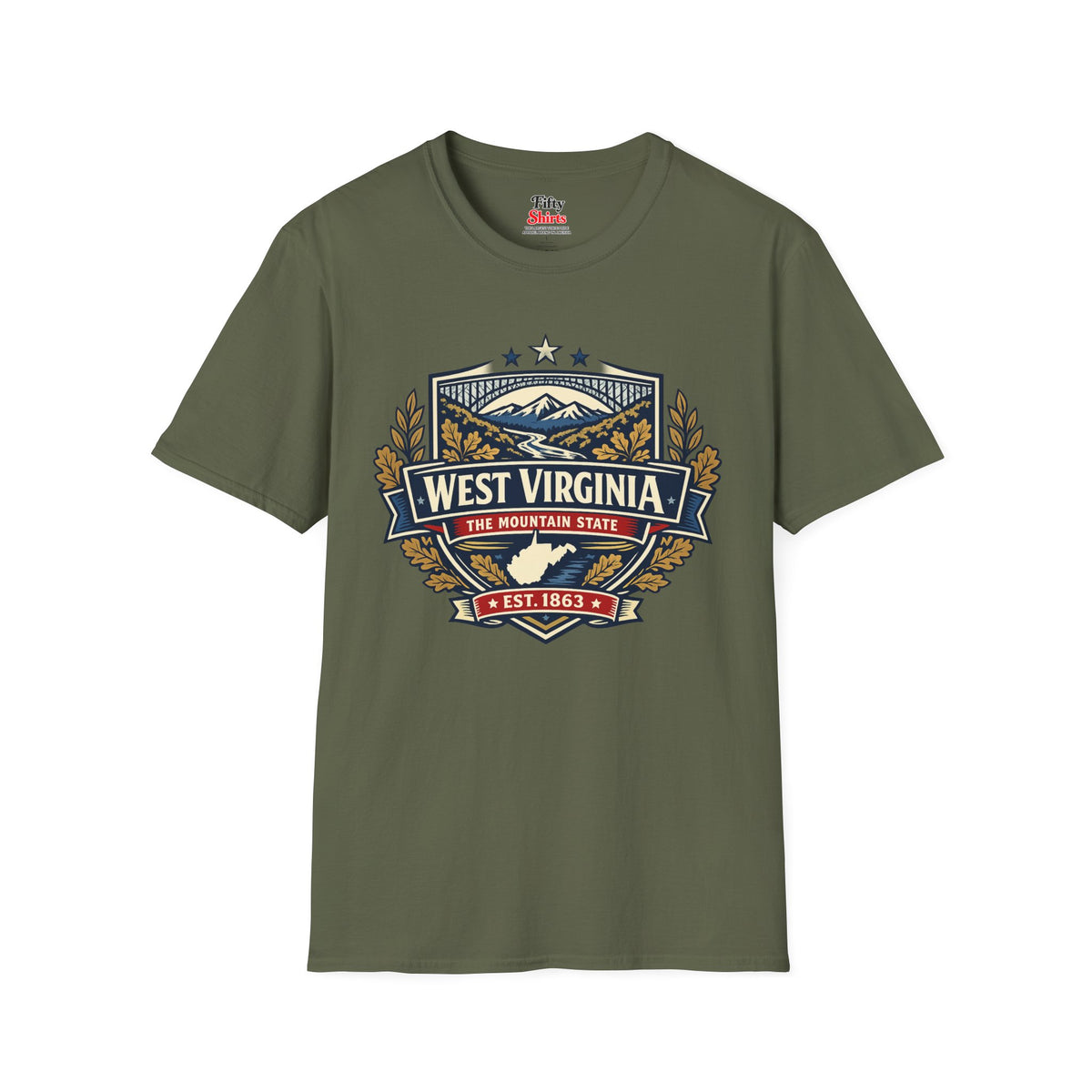 West Virginia Heritage Badge Unisex Softstyle T Shirt State Pride Graphic Tee Collections FS03