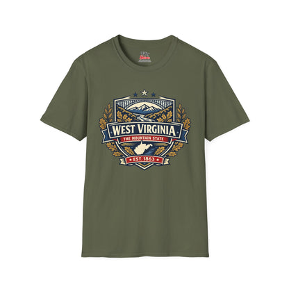 West Virginia Heritage Badge Unisex Softstyle T Shirt State Pride Graphic Tee Collections FS03