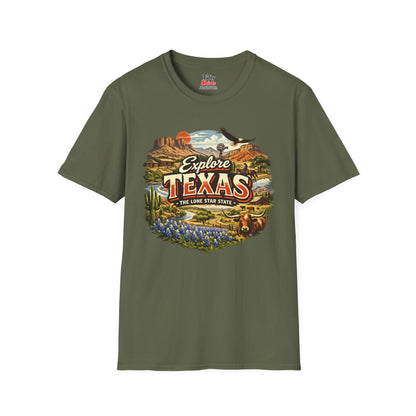 Explore Texas Unisex Softstyle T Shirt State Pride Graphic Tee Collections FS03