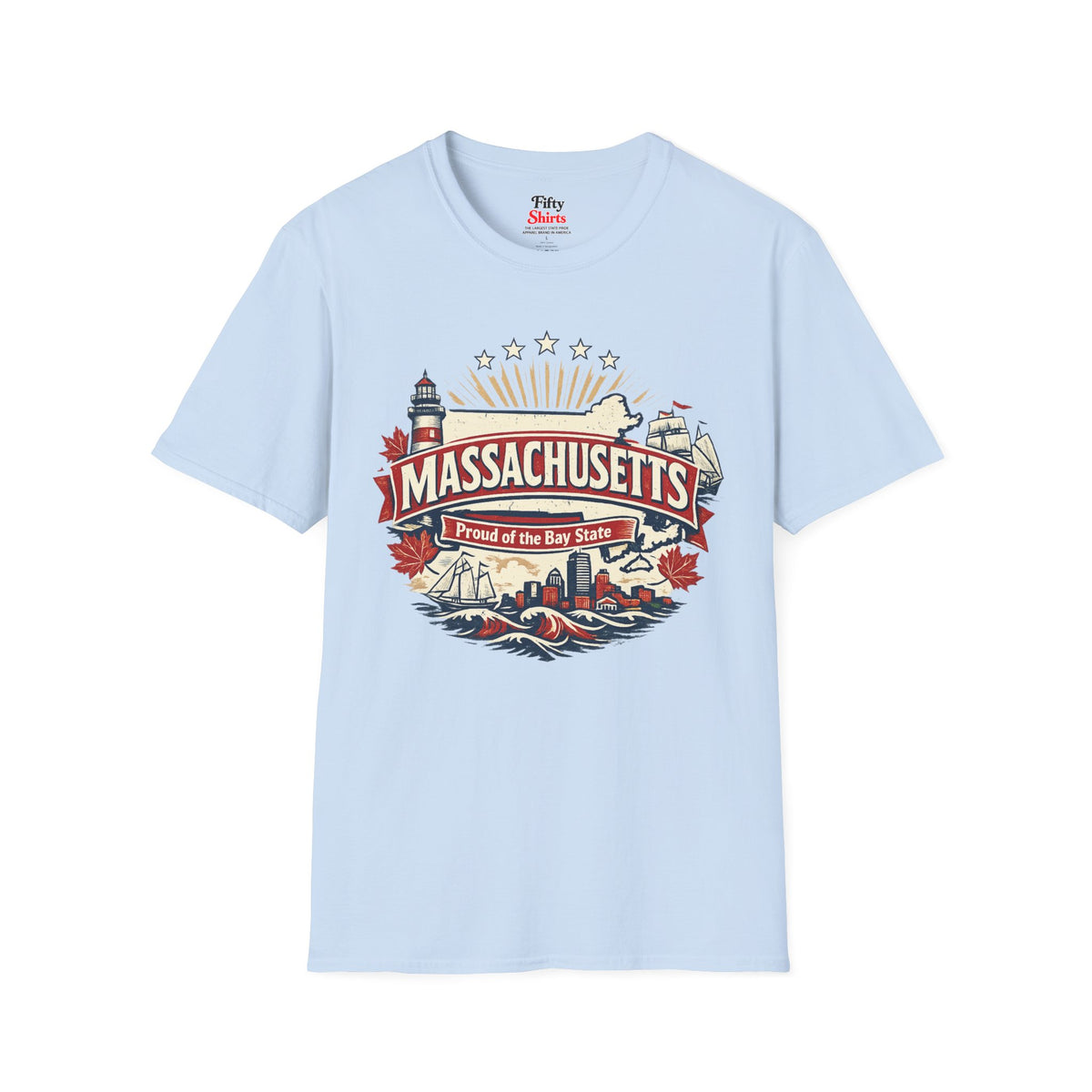 Massachusetts State Pride Unisex Softstyle T Shirt State Pride Graphic Tee Collections FS03