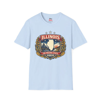 Illinois Heritage Badge Unisex Softstyle T Shirt State Pride Graphic Tee Collections FS03