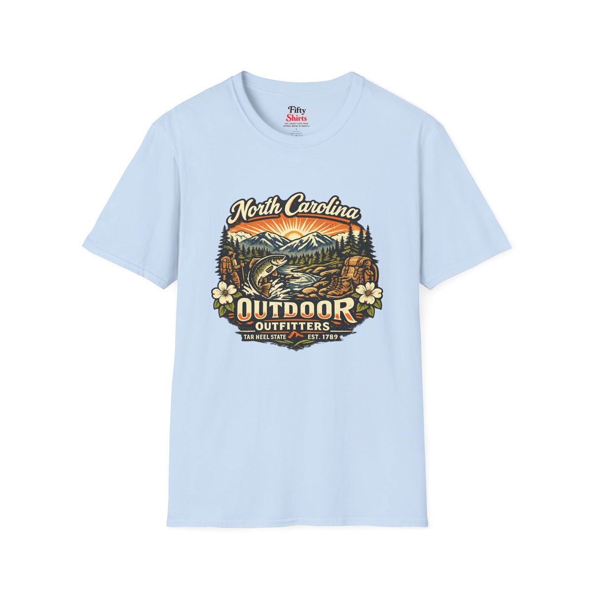 North Carolina Outdoor Outfitters Unisex Softstyle T Shirt State Pride Graphic Tee Collections FS03