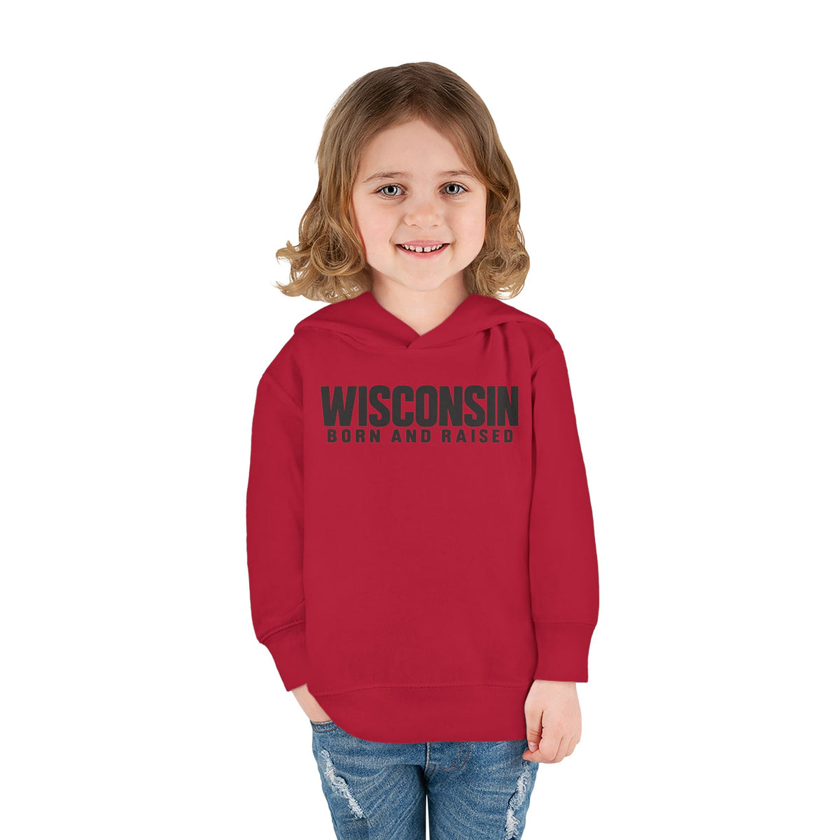 Wisconsin Born and Raised Minimal Modern Unisex Toddler Pullover Fleece Hoodie