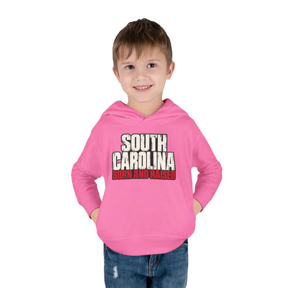 South Carolina Born and Raised Southern Streetwear Unisex Toddler Pullover Fleece Hoodie