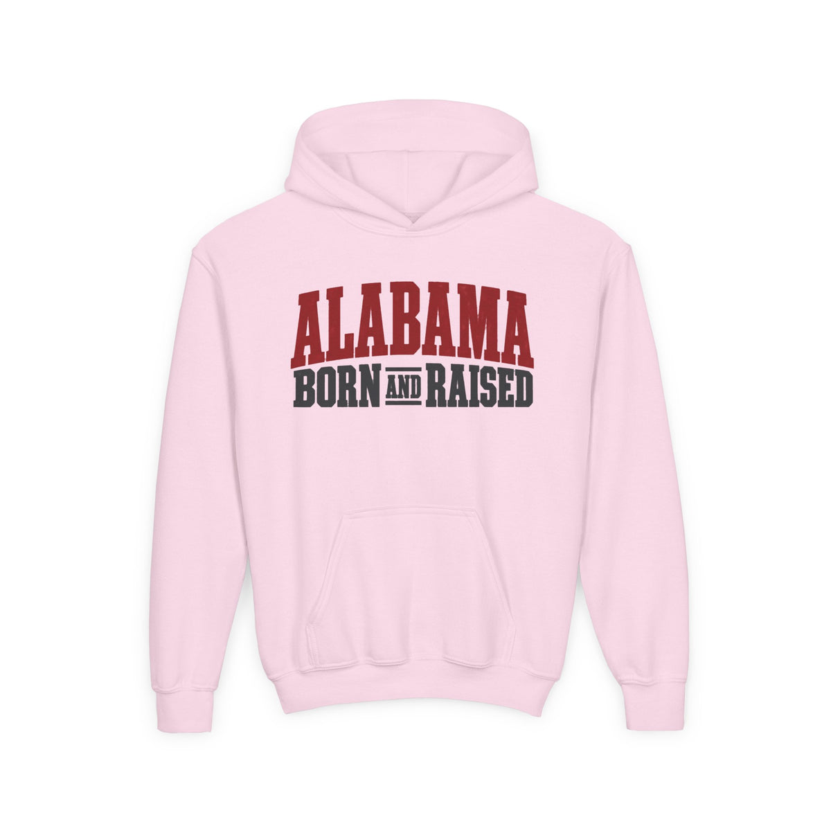 Alabama Born and Raised Rugged Workwear Unisex Youth Heavy Blend Hooded Sweatshirt Graphic