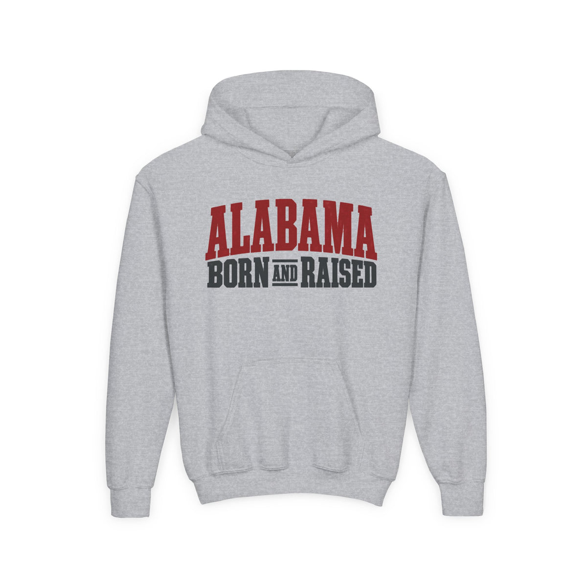 Alabama Born and Raised Rugged Workwear Unisex Youth Heavy Blend Hooded Sweatshirt Graphic