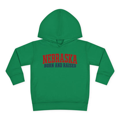 Nebraska Born and Raised Rugged Workwear Unisex Toddler Pullover Fleece Hoodie