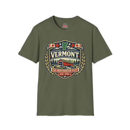 Vermont Heritage Badge Unisex Softstyle T Shirt State Pride Graphic Tee Collections FS03