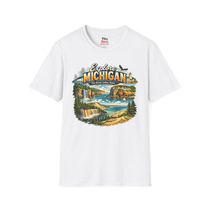 Explore Michigan Unisex Softstyle T Shirt State Pride Graphic Tee Collections FS03