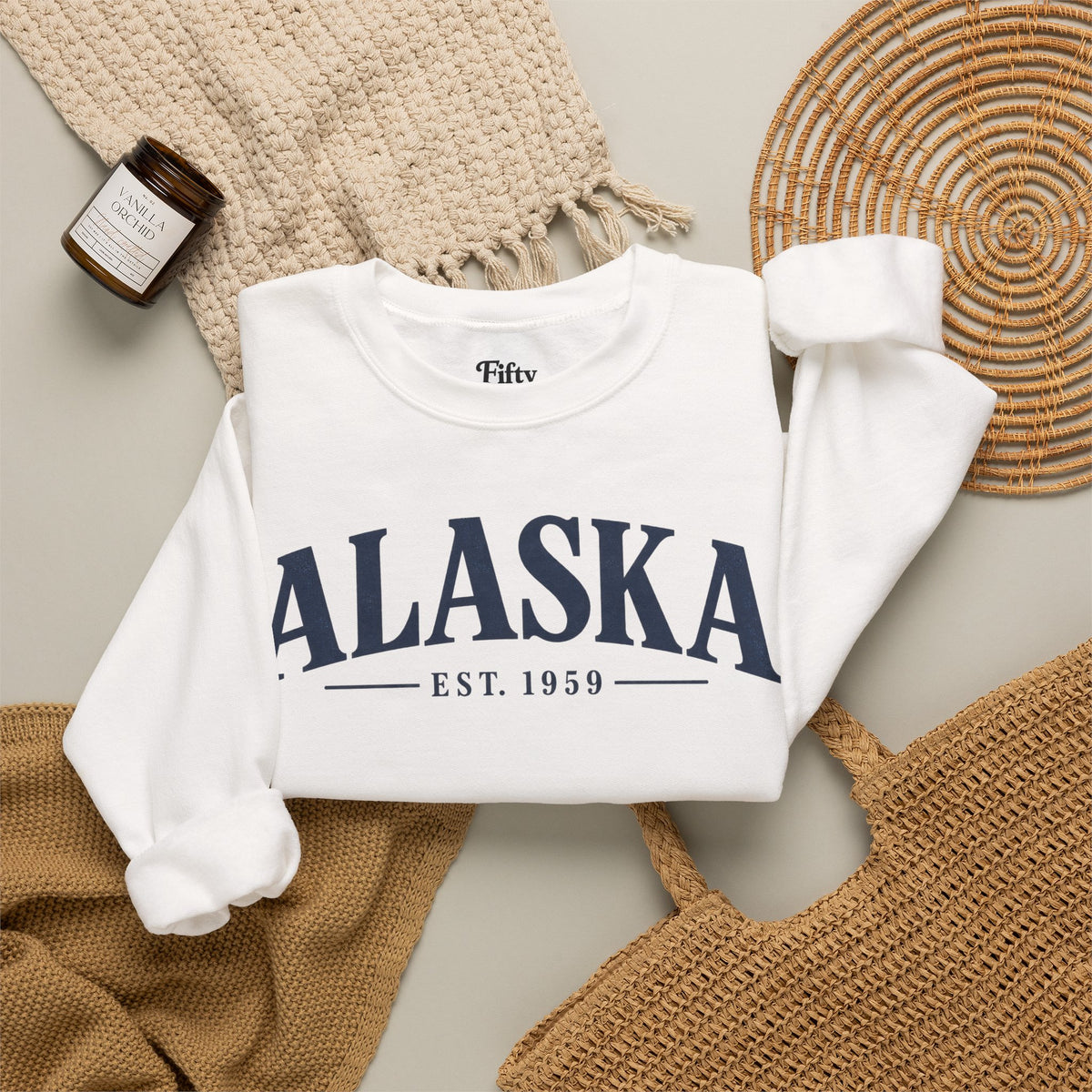 Alaska Est 1959 Unisex Crewneck Sweatshirt State Name Graphic