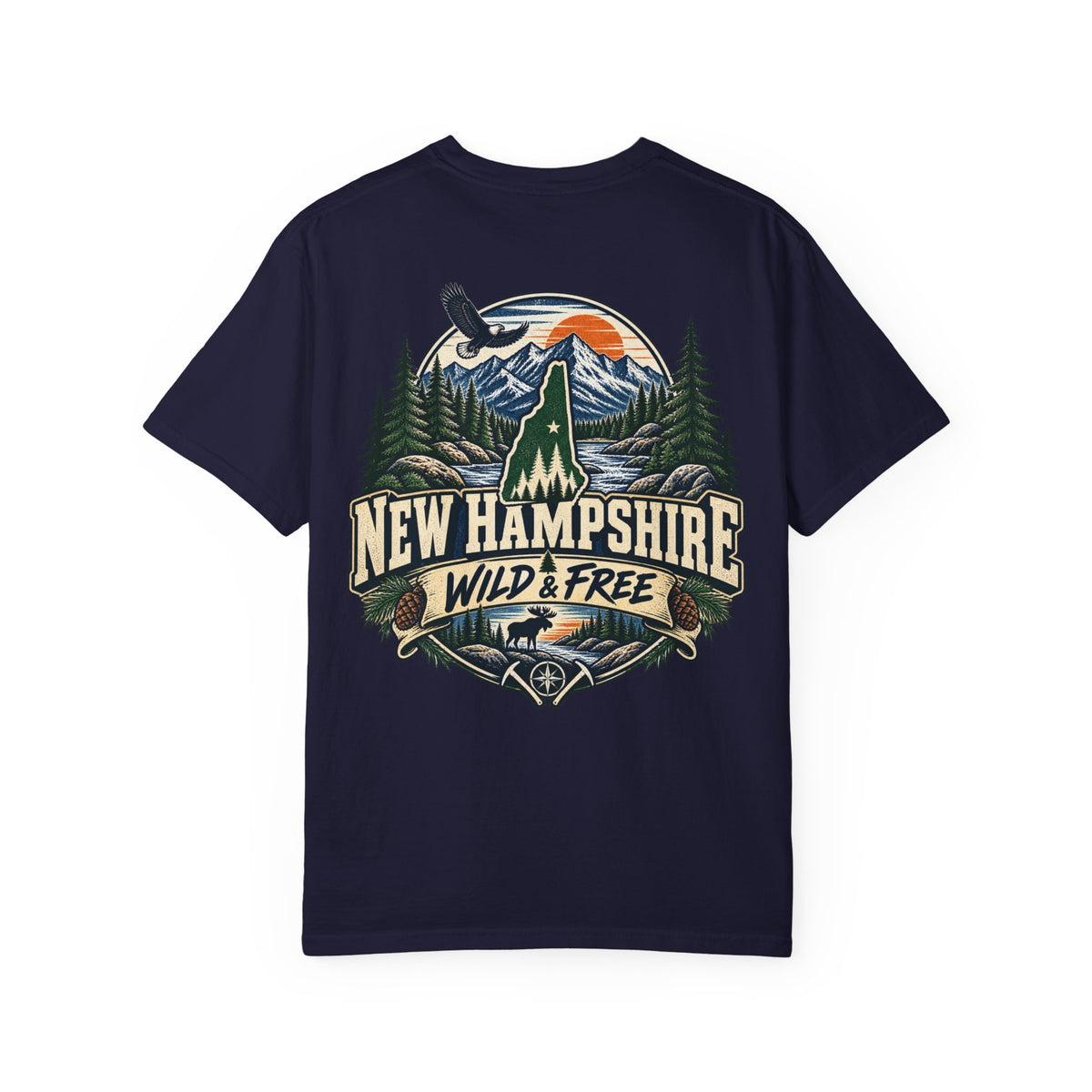 New Hampshire Wild & Free Unisex Comfort Color 1717 Streetwear Graphic Tee