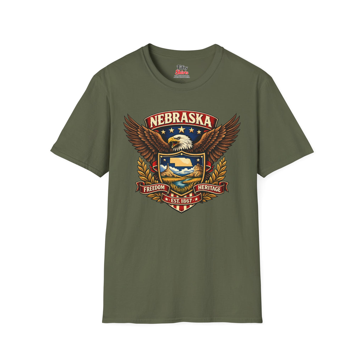 Nebraska Americana Eagle Unisex Softstyle T Shirt State Pride Graphic Tee Collections FS03