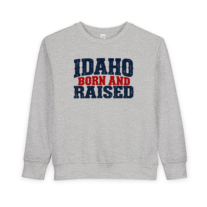 Idaho Born and Raised Bold Americana Unisex Toddler Sweatshirt