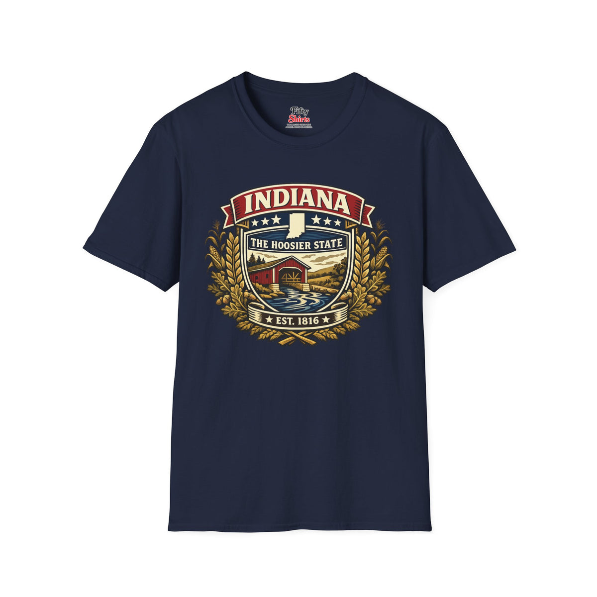 Indiana Heritage Badge Unisex Softstyle T Shirt State Pride Graphic Tee Collections FS03