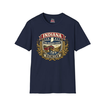 Indiana Heritage Badge Unisex Softstyle T Shirt State Pride Graphic Tee Collections FS03