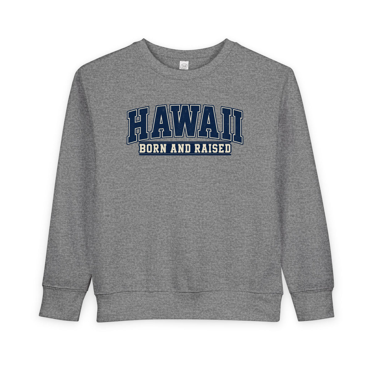 Hawaii Born and Raised Collegiate Style Unisex Toddler Sweatshirt