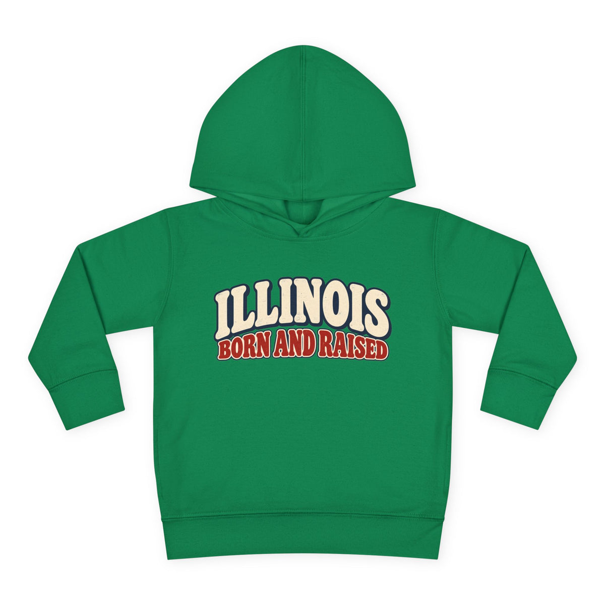 Illinois Born and Raised Retro 1970s Unisex Toddler Pullover Fleece Hoodie