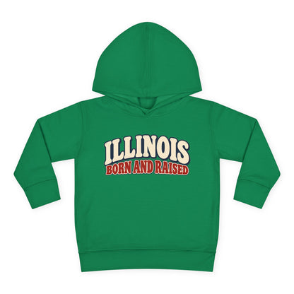 Illinois Born and Raised Retro 1970s Unisex Toddler Pullover Fleece Hoodie