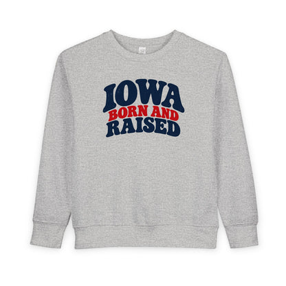 Iowa Born and Raised Retro 1970s Unisex Toddler Sweatshirt