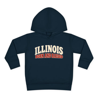 Illinois Born and Raised Retro 1970s Unisex Toddler Pullover Fleece Hoodie