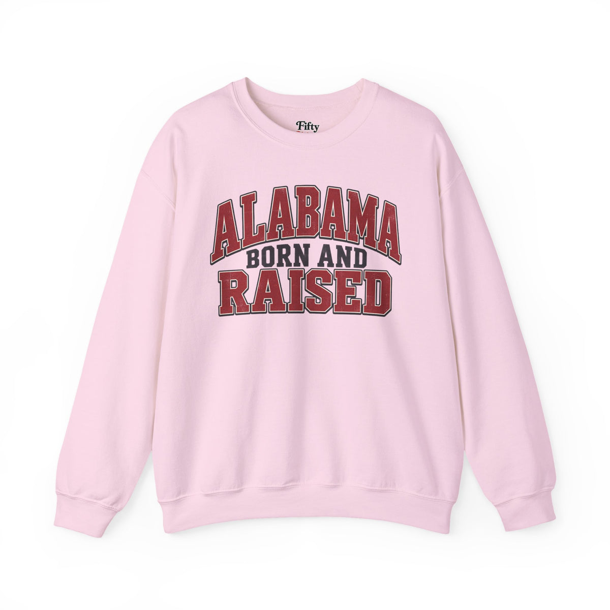 Alabama Born and Raised Unisex Crewneck Sweatshirt State Name Graphic