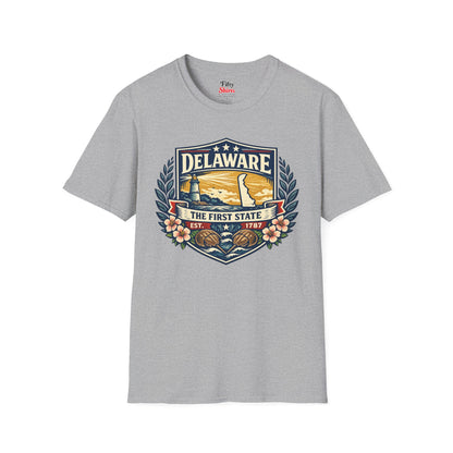 Delaware Heritage Badge Unisex Softstyle T Shirt State Pride Graphic Tee Collections FS03