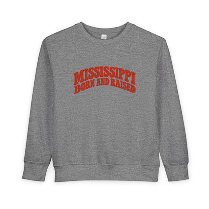 Mississippi Born and Raised Retro 1970s Unisex Toddler Sweatshirt