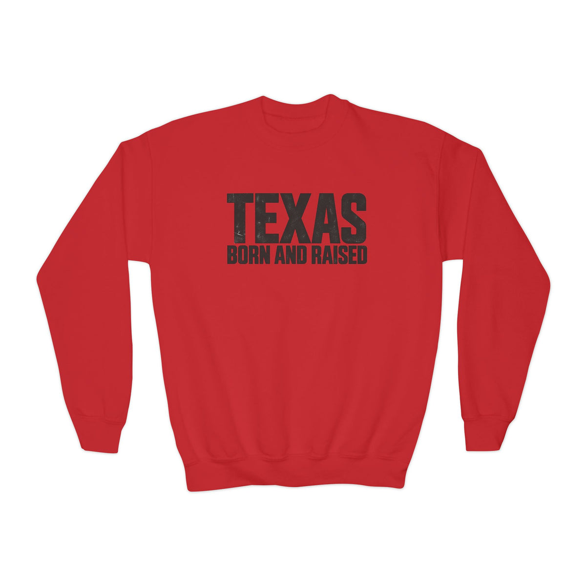 Texas Born and Raised Modern Minimal Unisex Youth Crewneck Sweatshirt Graphic
