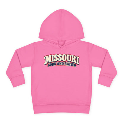 Missouri Born and Raised Retro 1970s Unisex Toddler Pullover Fleece Hoodie