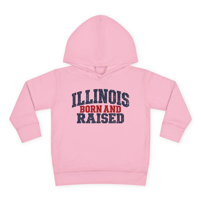 Illinois Born and Raised Rustic Midwest Americana Unisex Toddler Pullover Fleece Hoodie