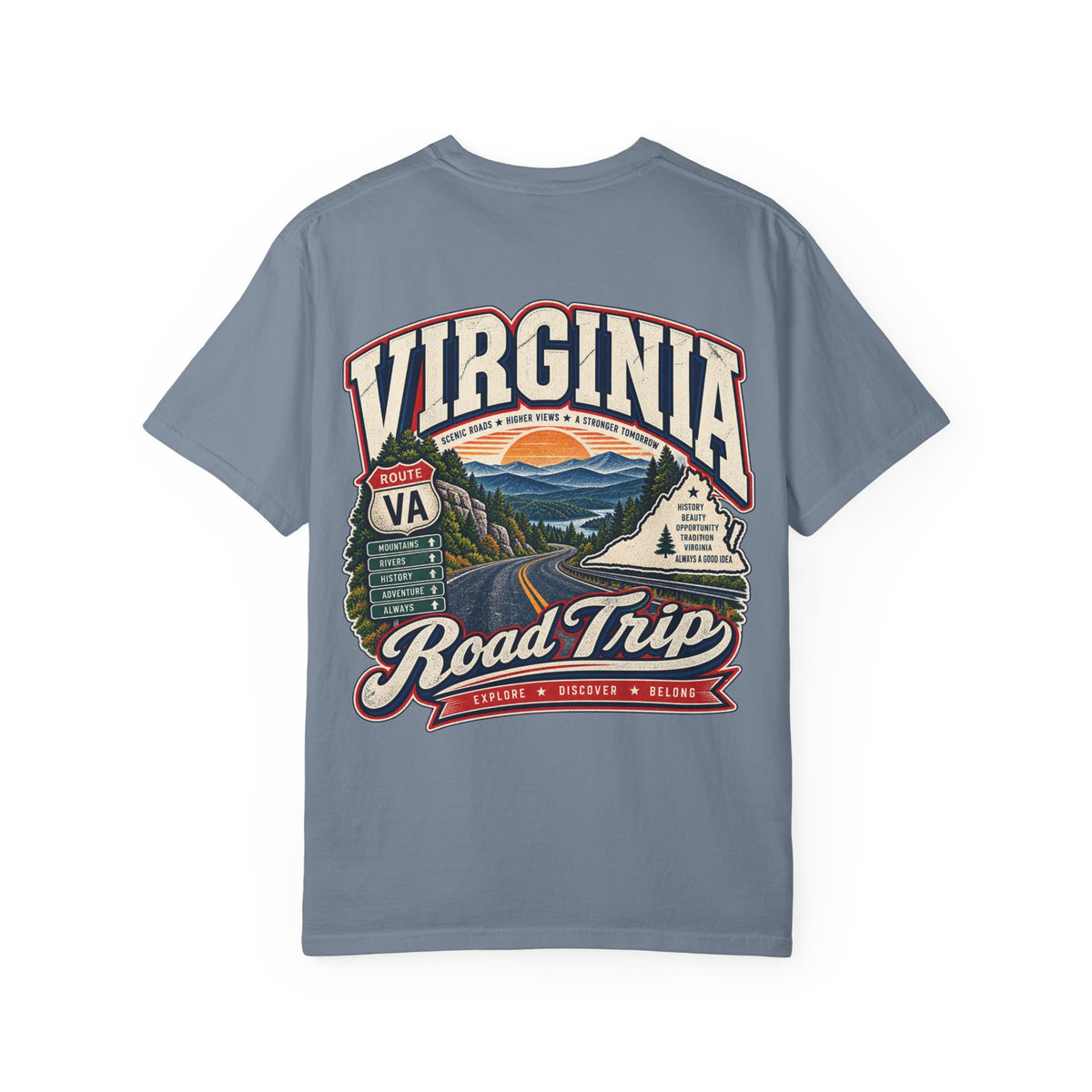 Virginia Road Trip Unisex Comfort Color 1717 Streetwear Graphic Tee