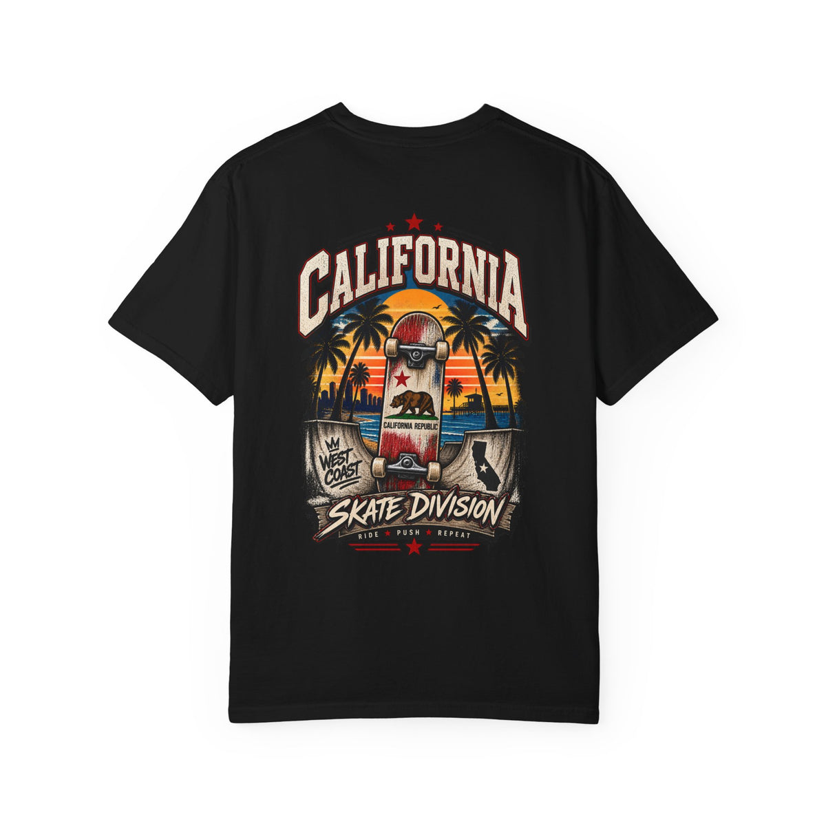 California Skate Division  Unisex Comfort Color 1717 Streetwear Graphic Tee