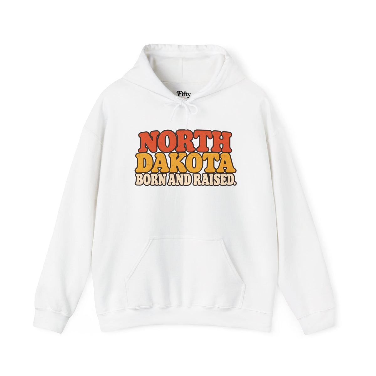 North Dakota Born and Raised 1970s Prairie Retro Unisex Hoodie Graphic