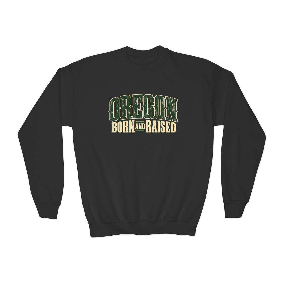 Oregon Born and Raised Vintage PNW Heritage Unisex Youth Crewneck Sweatshirt Graphic