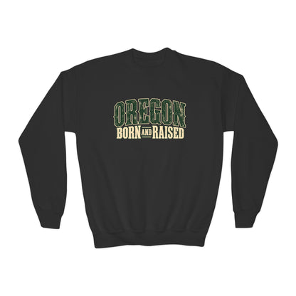 Oregon Born and Raised Vintage PNW Heritage Unisex Youth Crewneck Sweatshirt Graphic