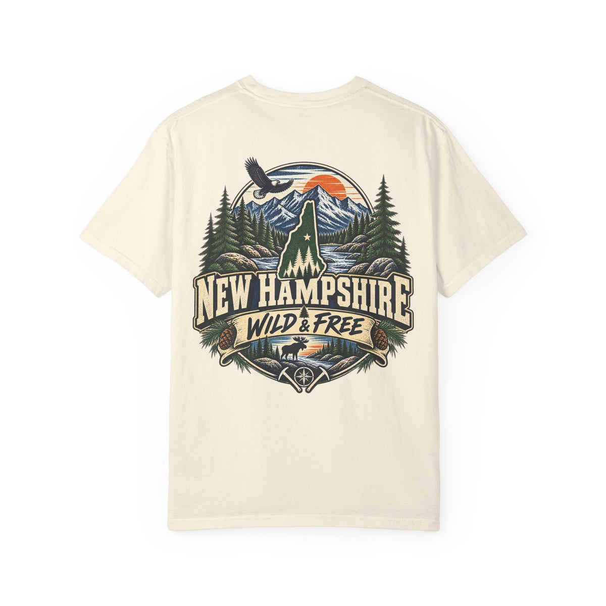 New Hampshire Wild & Free Unisex Comfort Color 1717 Streetwear Graphic Tee