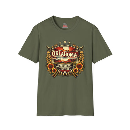 Oklahoma Heritage Badge Unisex Softstyle T Shirt State Pride Graphic Tee Collections FS03