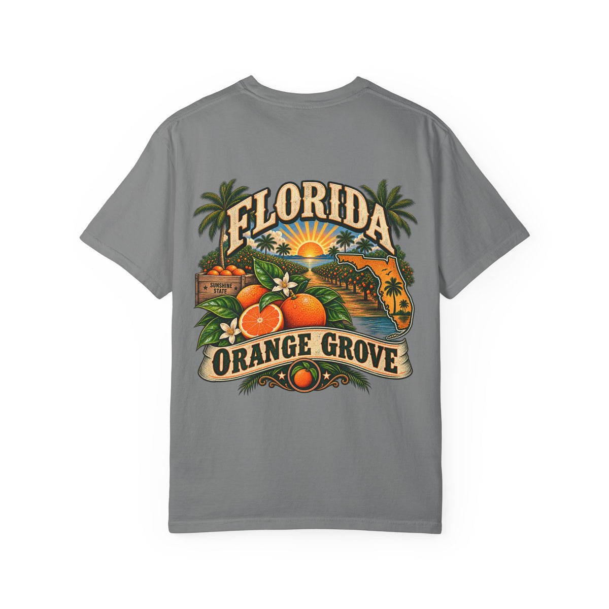 Florida Orange Grove  Unisex Comfort Color 1717 Streetwear Graphic Tee