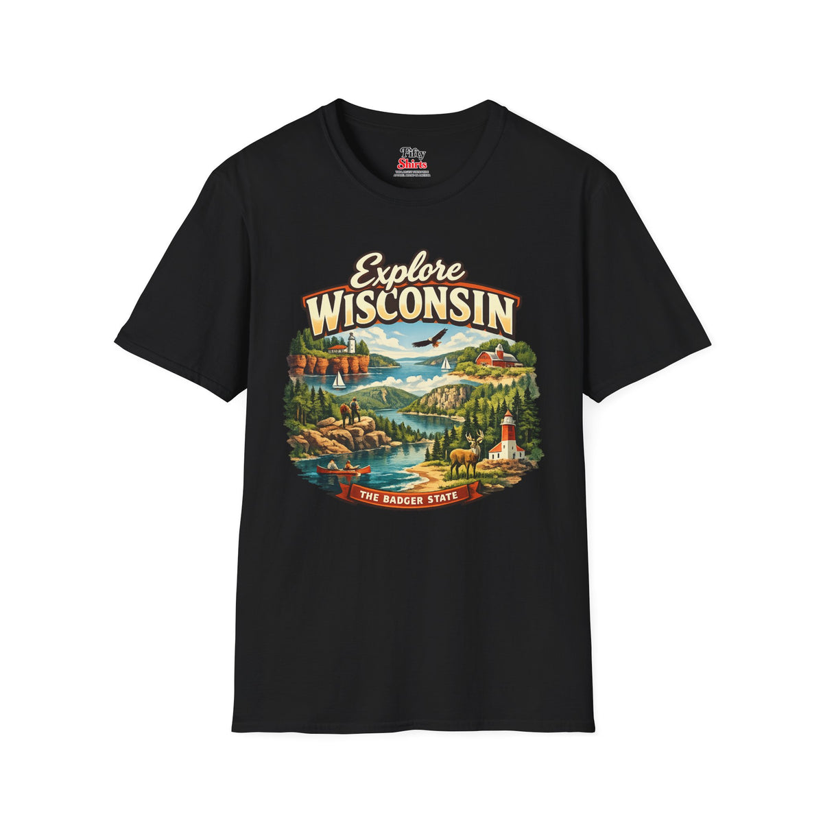 Explore Wisconsin Unisex Softstyle T Shirt State Pride Graphic Tee Collections FS03