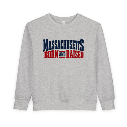 Massachusetts Born and Raised Bold Americana Unisex Toddler Sweatshirt