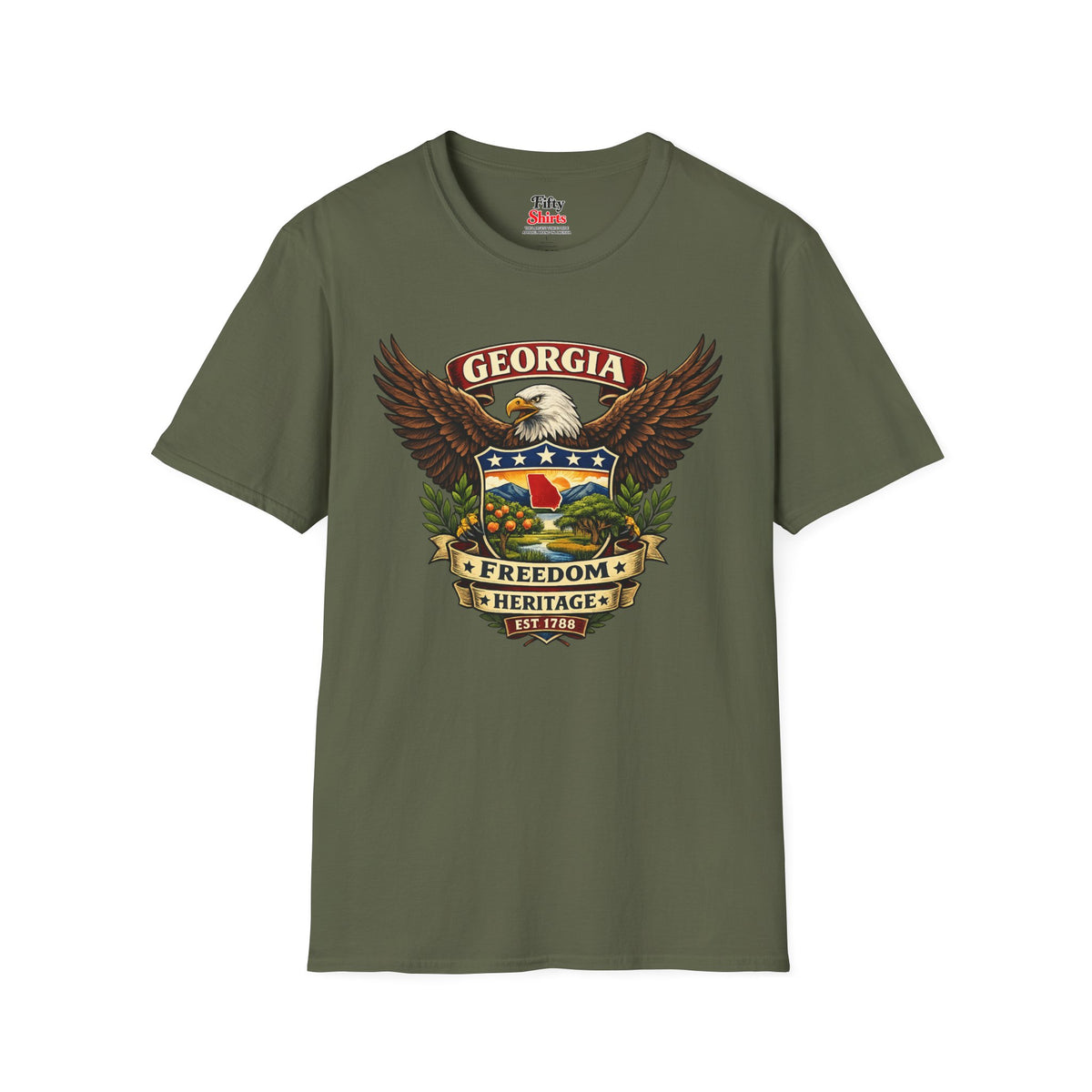 Georgia Americana Eagle Unisex Softstyle T Shirt State Pride Graphic Tee Collections FS03