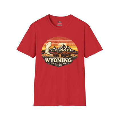 Wyoming Mountain Sunset Unisex Softstyle T Shirt State Pride Graphic Tee Collections FS03