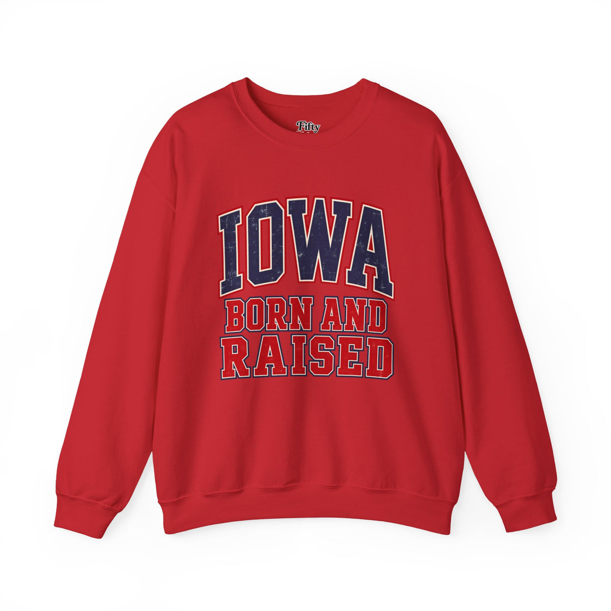 Iowa Born and Raised Vintage Collegiate Unisex Sweatshirt Graphic