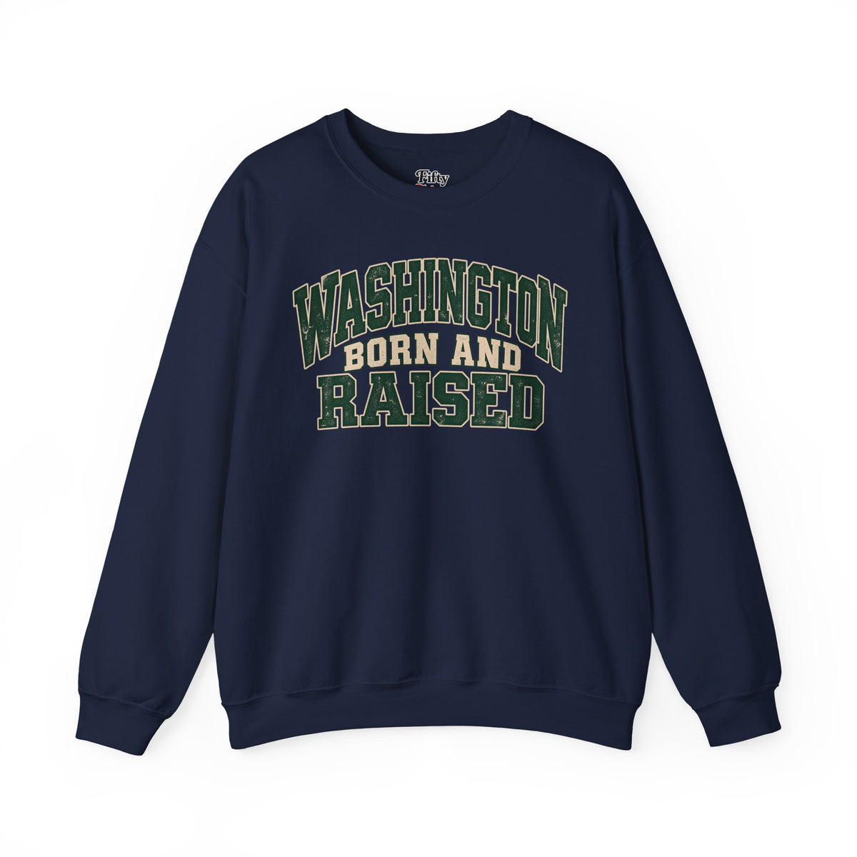 Washington Born and Raised Unisex Crewneck Sweatshirt State Name Graphic